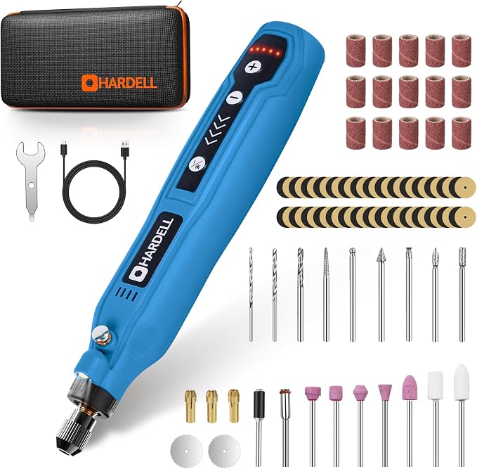 HARDELL Cordless Rotary Tool Kit Mini Rotary Tool with 69 Accessories | USB-C Rechargeable 5 Variable Speeds 5000-18000RPM for Engraving Sanding Polishing Wood Carving Drilling and DIY Craft