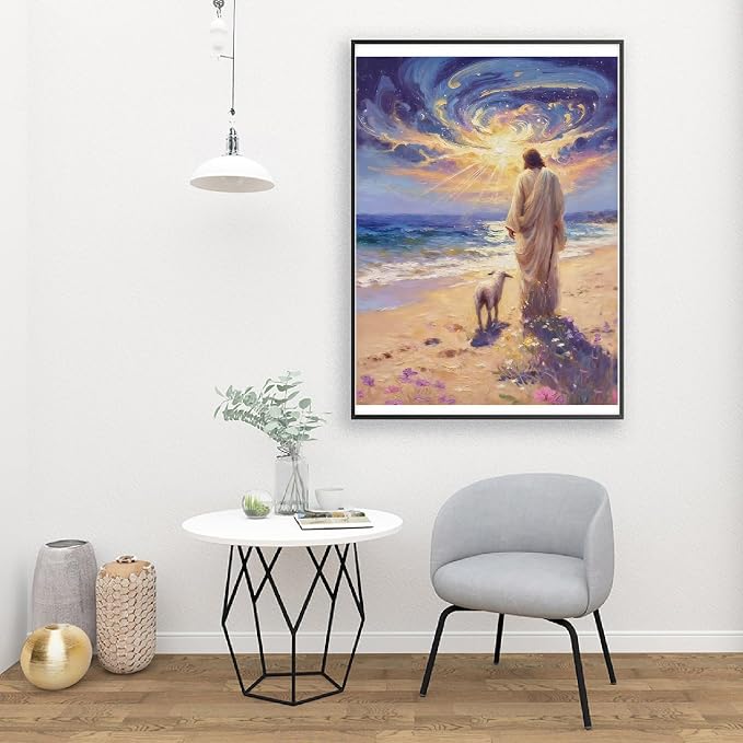 Mrnsiet Paint by Numbers Kit for Adults, Easy Jesus Adult Paint by Number Kits on Canvas, Christian DIY Acrylic Oil Number Painting Kits for Home Wall Decor Gift 16x20 Inch (Frameworkless)