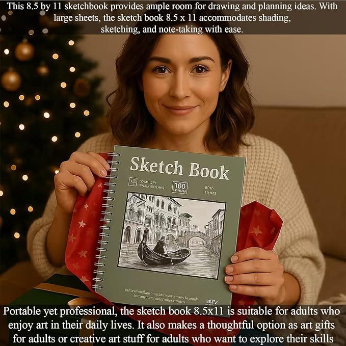 Sketch Book 8.5 x 11, Sketch Pad, Pack of 1 (68lb/100gsm), 100 Sheets Spiral Sketchbook, Acid Free Drawing Paper, Sketch Pads for Drawing for Adults, Art Paper for Drawing and Painting for Kids.