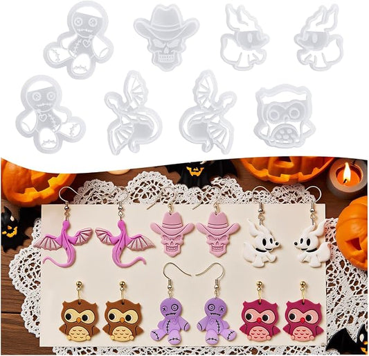 8pcs Halloween Clay Cutters for Polymer Clay Earrings