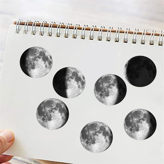 Moon Phase Stickers 50Pcs Lunar Phase Waterproof Vinyl Decals for Water Bottles Cup Computer Mobile Phone Skateboard Guitar Classroom Children and Adolescents(Colourful-F5)