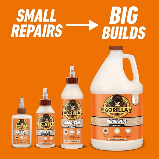 Gorilla Wood Glue, Fast Clamp, Water Resistant PVA, 8 oz