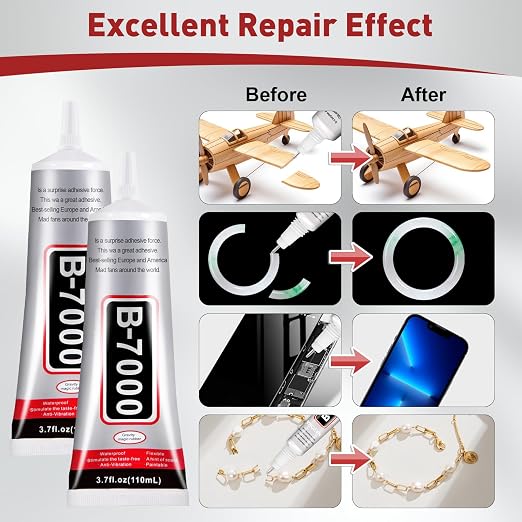 2 PCS 110ml B7000 Rhinestone Glue Clear, Bedazzling Glue for Craft, Jewelry