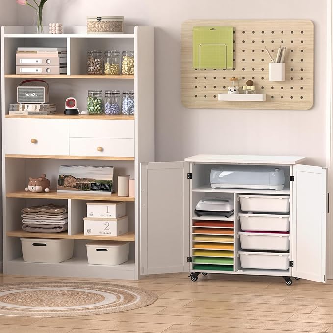 GDLF Craft Cart Compatible with Cricut, Rolling Storage Cabinet