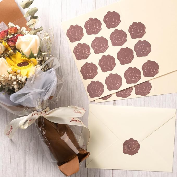 300 Pieces Embossed Gold Foil Stickers, Rose Gold Heart-Love