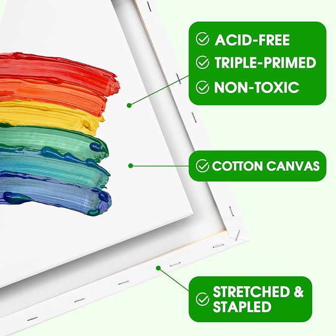 ESRICH Stretched Canvas for Painting 32x48 Inch, 3Pack Large Canvas for Painting, Primed Acid-Free Cotton Blank Canvases, Art Paint Canvases for Oil Paint,Watercolor,Acrylic Paint,Gouache and Tempera.