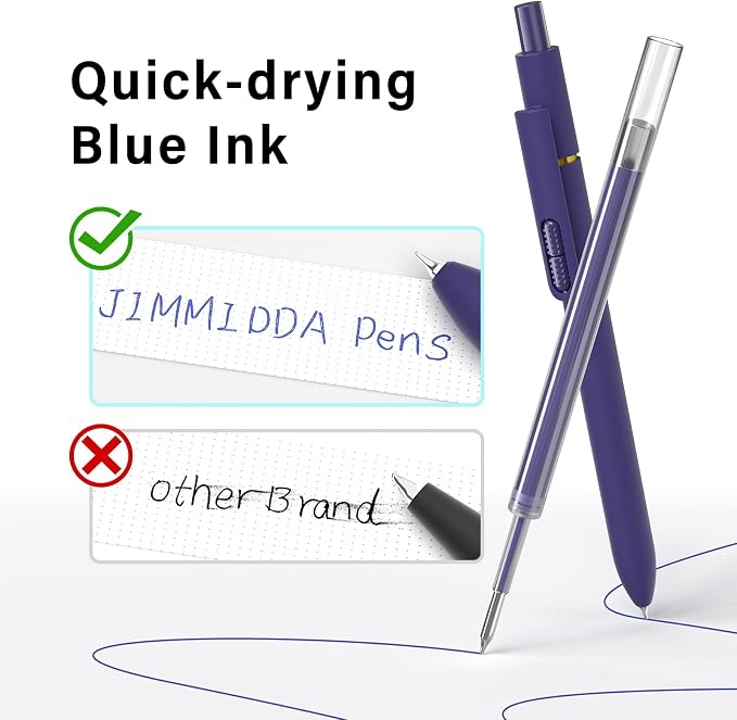 16 Pack Blue Gel Pens with Fidget, 0.7mm Quick-Drying Blue Ink