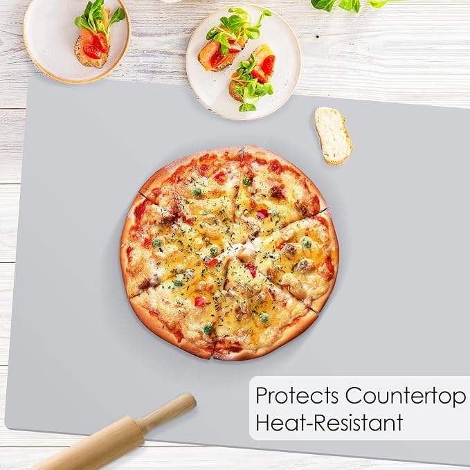 Extra Large Silicone Mat, 31.5x16.9 Silicone Placemats for Kids, Gray Large Silicone Sheet for Crafts Heat Resistant Mat for Kitchen Counter, Non-Stick Silicone Table Mat for Dough and Pastry