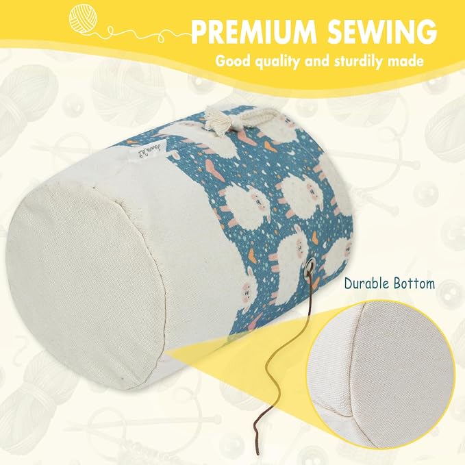 Small Crochet Bag Organizer, Drawstring Storage Knitting Bags, Portable Cute Sheep Yarn Holder for Crocheting Project, Store Skein Ball, Needles Accessories