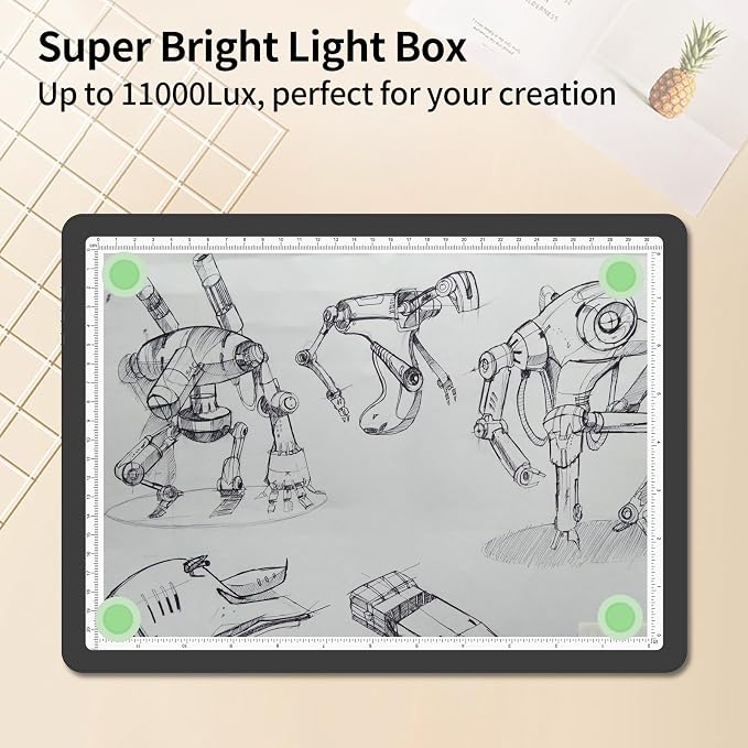 TOHETO A4 Light Board for Diamond Painting, Super Bright Magnetic Light Pad with Side Buttons, Lightbox for Tracing and Drawing, Corded Light Table for Sketching, Animation, Weeding Vinyl (Black)