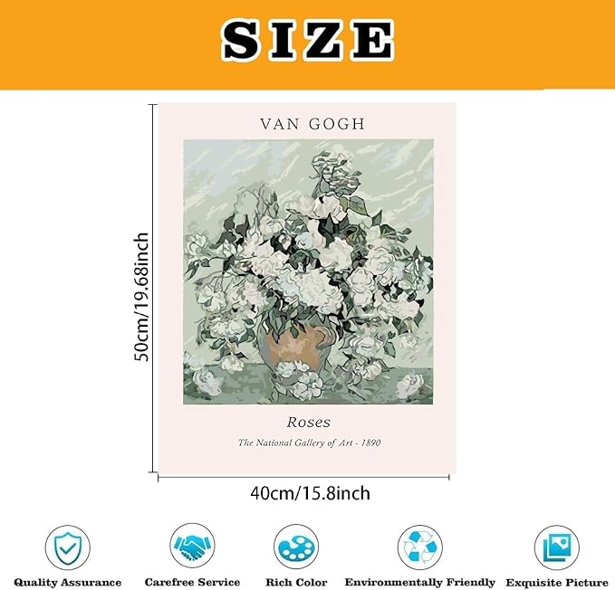 3 Pack Flowers Paint by Numbers Kit for Adults Beginner (Without Frame)