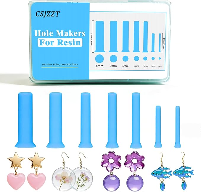 Resin Hole Maker 35 Pcs 7 Sizes Drill-Free Silicone Inserts for Epoxy Resin