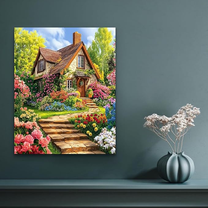 Banket Paint by Numbers Kit for Adults Beginner Landscape DIY Painting Kits for Adults Garden Easy Adult Paint by Number Kits on Canvas Color by Numbers for Gifts Home Wall Decor 16x20 Inch