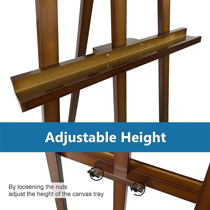 A-Frame Wooden Display Easel, Lyre Beechwood Studio Easel Stand, Brown