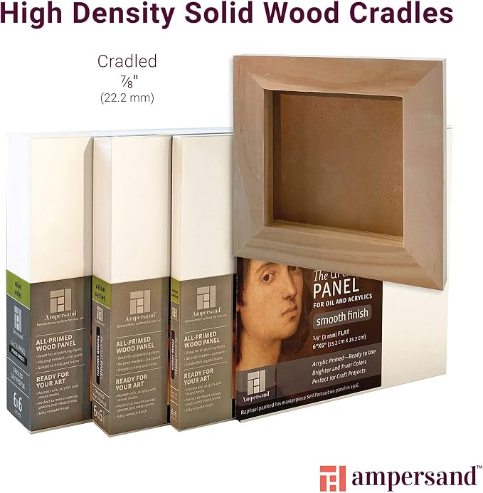 Ampersand Artist Panel Primed Smooth Surface for Painting and Mixed-Media, 7/8 Inch Depth, 5X7 Inch (PWP750507)