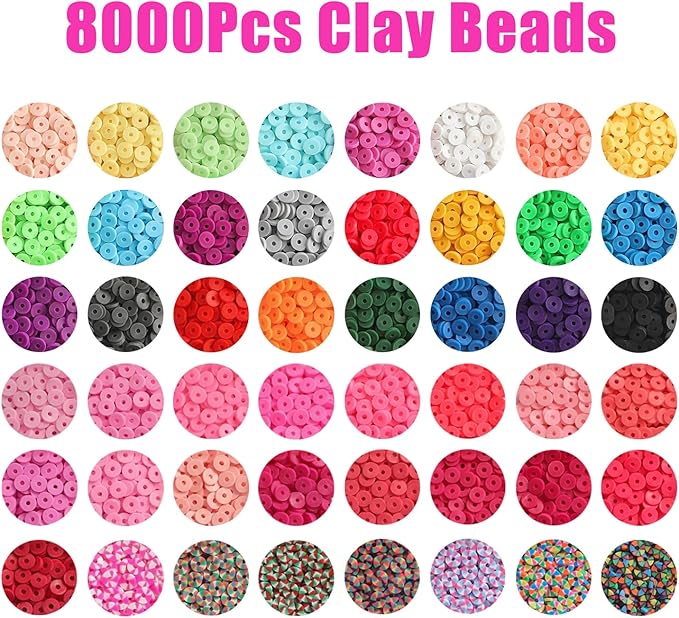 YMSDZHL 7100PCS 48 Color Polymer Clay Beads Friendship Bracelet Making Kit