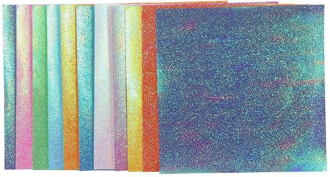 100Pcs Iridescent Origami Paper,Glitter Folding Solid Color Papers,Colored Origami Sparkly Paper for Birthday Party Decor Scrapbook