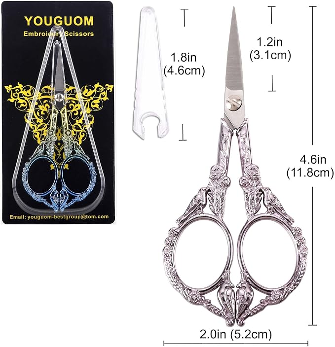 YOUGUOM Sewing Embroidery Scissors, Small Craft Shears with Cover | Sharp, Precision, for Needlework, Cross Stitch, Yarn, Paper Cutting, Detail Thread Snips, Cute Bird, DIY Tool, Purple, 4.6in