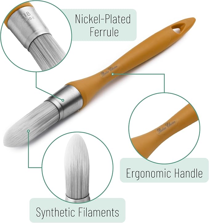 Bates- Trim Paint Brush Set, 3 pcs, 5/8”, 3/4” and 1”, Colorful Ergonomic Non-Slip Handle, Synthetic Bristles, Trim Brushes for Painting