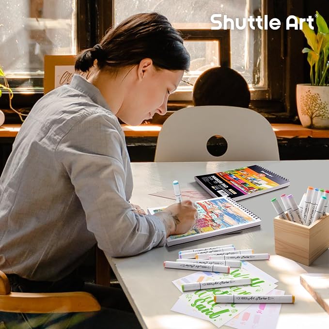 Shuttle Art Marker Pad, 70 Sheets, Spiral-Bound, 12”x9”, 110LB/180GSM Paper | Portable Sketchbook, Smooth Surface, Alcohol Markers Bleedproof Art Paper Great for Artists to Draw, Paint & Sketch