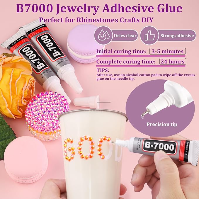 16000Pcs Resin Rhinestones with Tweezers for Crafting, Orange AB 2-6mm Mixed Sizes Bedazzling Crystal with 3Pcs 10ml B7000 Jewelry Glue for DIY Crafts Clothing Tumblers Shoes Fabric Nail Art
