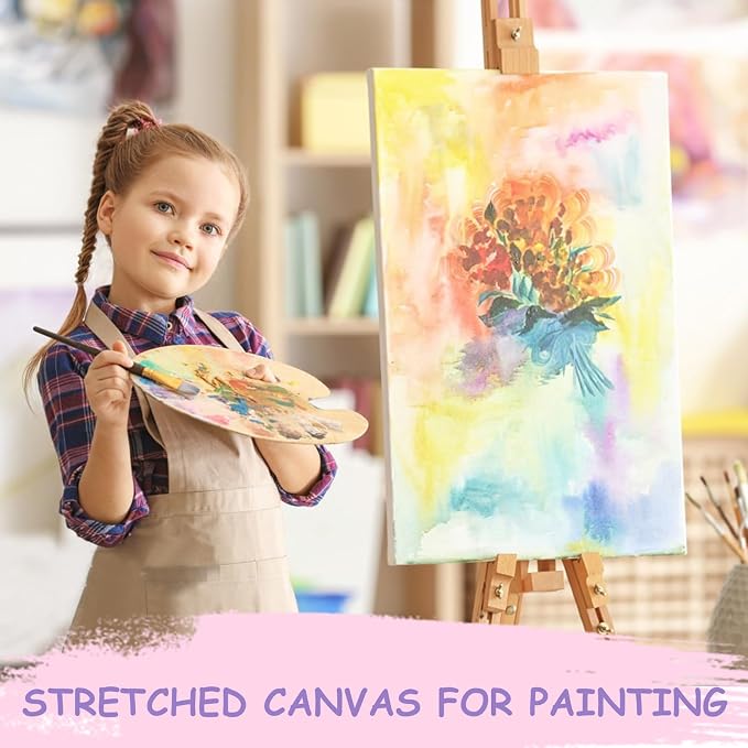ESRICH Stretched Canvas for Painting, 5 Pack 8x10 Canvas Value Pack, Primed Acid-Free Cotton Blank Canvas, Paint Canvases for Oil & Acrylic Paint.