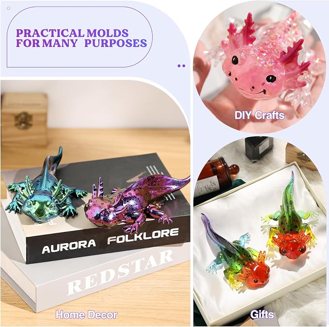 Let's Resin Large Axolotl Resin Molds Silicone, 3D Animal Silicone Molds | Flexible Effortless Demoldable Epoxy Resin Molds, Thickened Deep Detailed Epoxy Molds for Art Crafts, Gift, and Home Decor