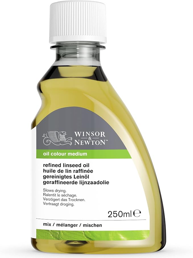Winsor & Newton Refined Linseed Oil, 250ml (8.4-oz) Bottle | Essential refined linseed oil that slows drying, improves paint flow, enhances gloss and transparency.