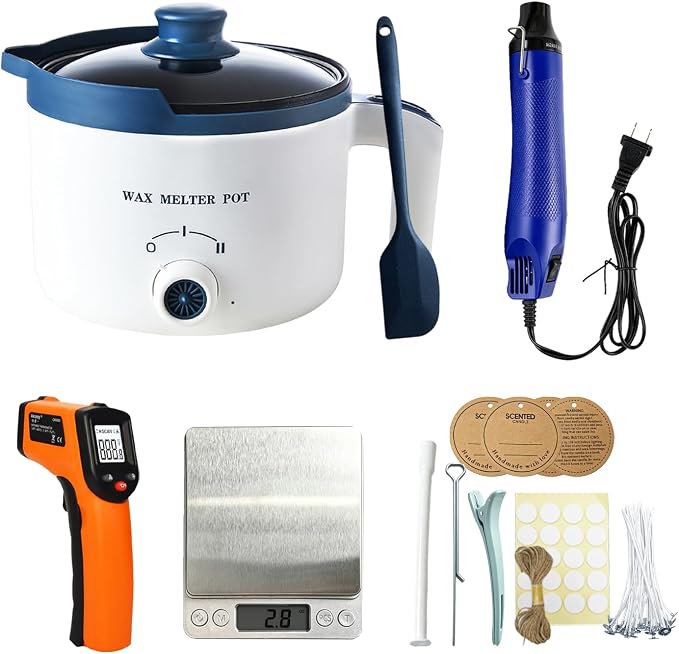 Ksedcon Electric Wax Melting Pot with Spout for Candle Making 50 fl oz | Small Candle Makers with Infrared Thermometer, Digital Scale(No Battery), Heat Gun, Candle Making Supplies for DIY Making