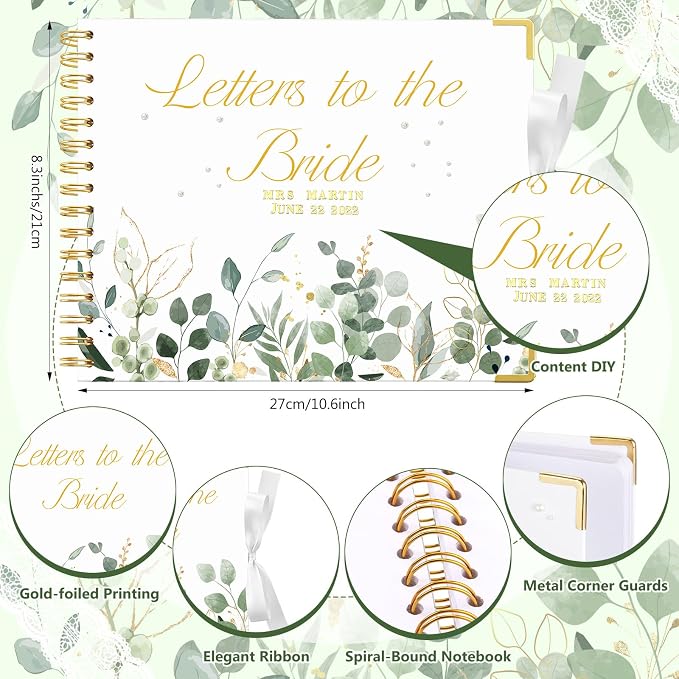 Letters to Bride Scrapbook,10.5 X 8.25 Inch,Eucalyptus,Green