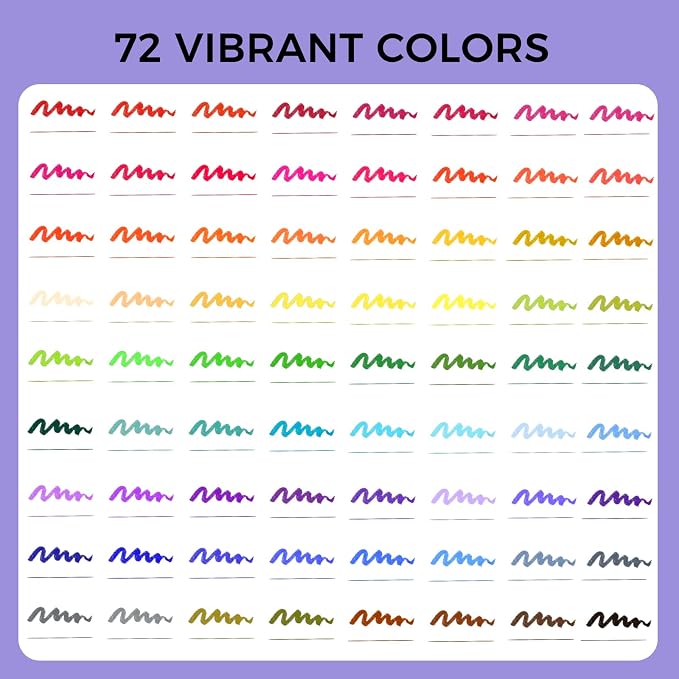 Artecho 72 Colors Dual Tip Markers for Adult Coloring Books | Drawing Pens For School, Fine and Brush Tip, Calligraphy, Drawing, Sketching