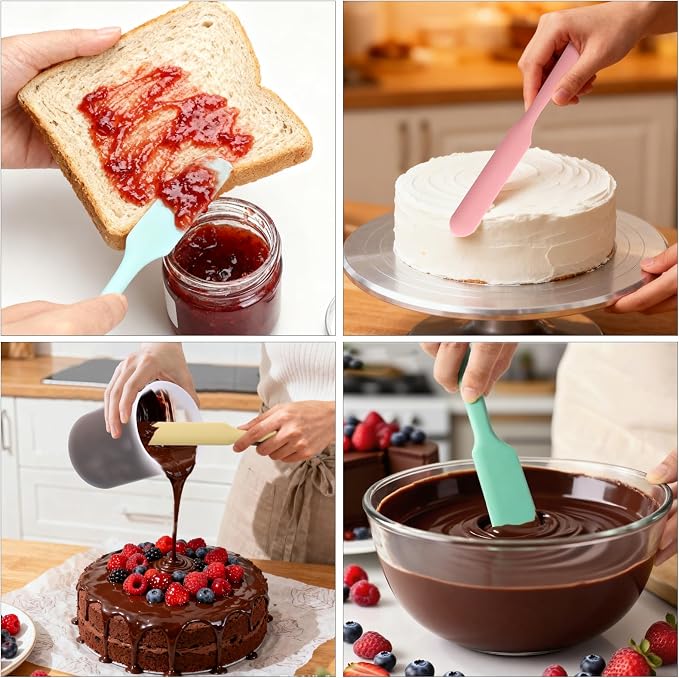 Silicone Chocolate Melting Cup Set with 6 Silicone Measuring Cups (250ml & 350ml & 600ml &1000ml) and 4PCS Heat-Resistant Jar Spatulas, Non-Stick Baking Tools for DIY Chocolate, Butter & Cream Mixing