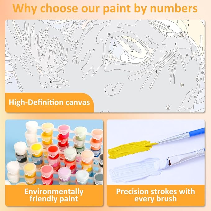Mandun Farmhouse Paint by Numbers Kit for Adults,3 Pack, 7.8x11.8 inch | DIY Painting Kits Crafts for Adults, Relieve Stress, Frame Canvas, Wooden Easel, Gift Box, Home Wall Decor