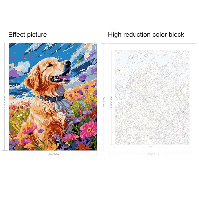QUITEDEW Paint by Number Kit for Adults Dog,DIY Wall Decor 16x20 Iinch | QUITEDEW Dog Paint by Number Kit for Adults,Paint-by-Number Kits,DIY Colorful Art Painting for Home Wall Decor(Animal)