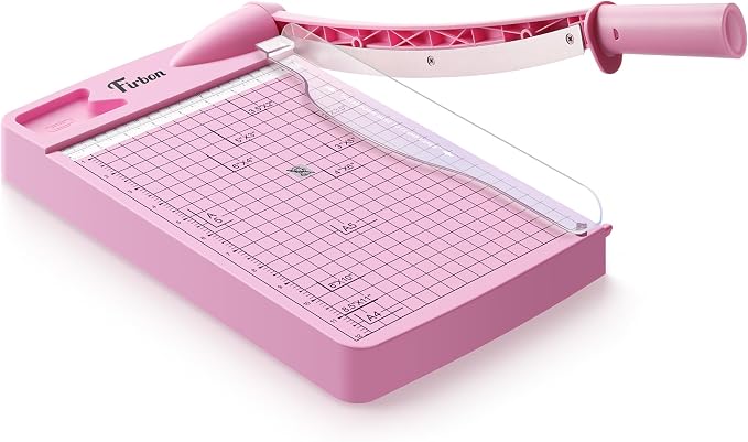 Firbon 12 Inch Guillotine Paper Cutter, Heavy Duty Paper Trimmer, Pink | 12-Sheet Capacity | Dual Scales | Paper, Cardstock & Photo Trimming | Scrapbooking Crafts | Office, Home & Studio Use