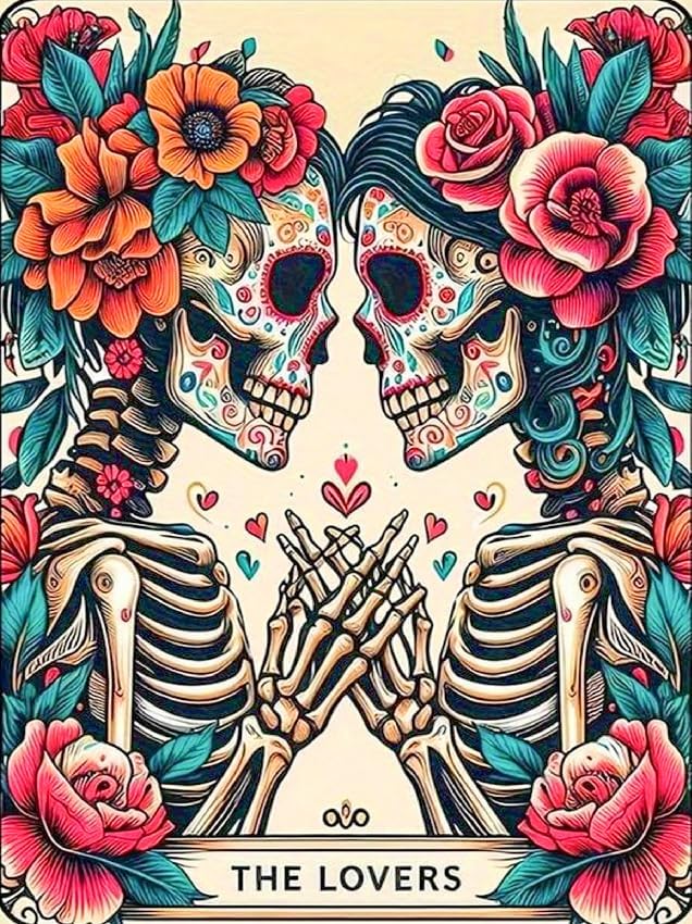 ijbnhd Skull Diamond Painting Kits for Adults 5D Valentine 12x16inch