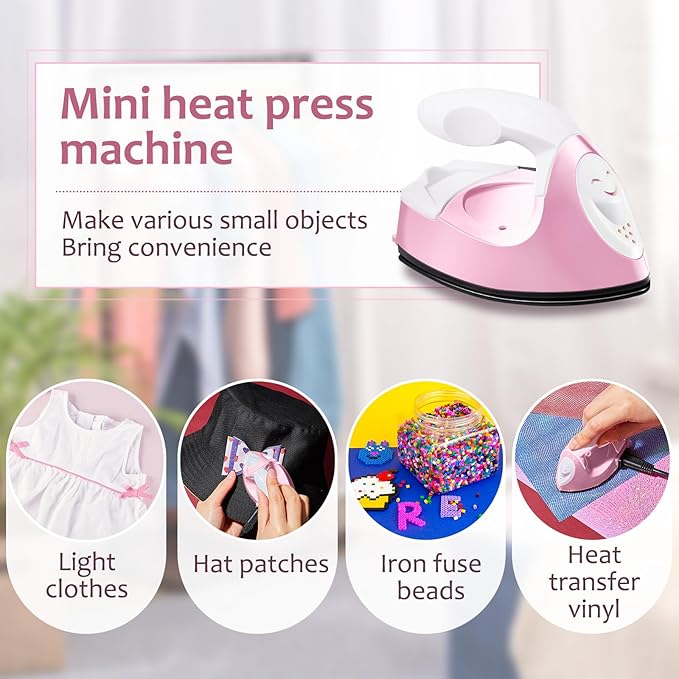 Honoson Mini Craft Iron with Charging Base Tiny,Light Pink