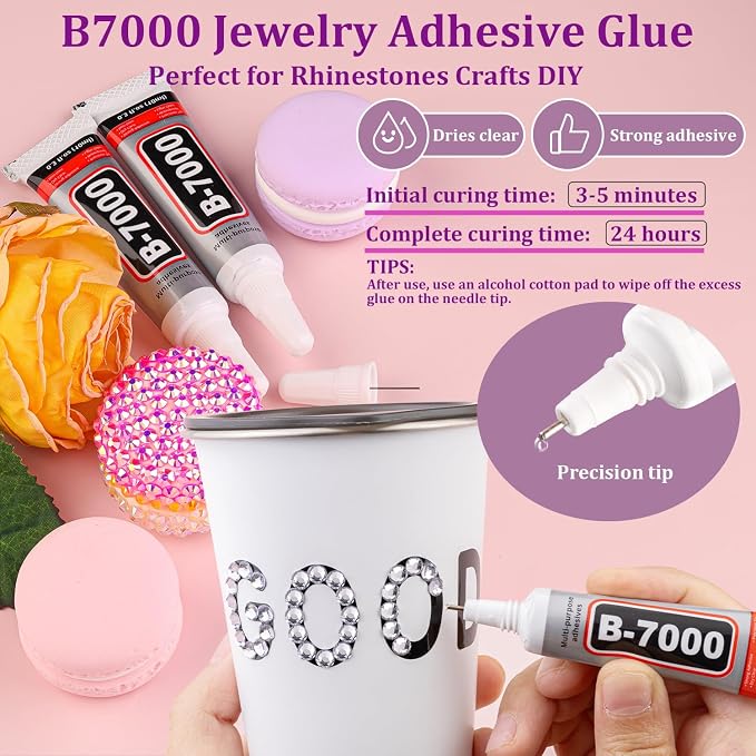 25000Pcs Resin Rhinestones for Crafting, Clear 2-6mm Mixed Sizes Non Hotfix Flatback Gems with 1Pcs Glue, Bedazzling Crystal for DIY Craft Clothing Mugs Tumblers Shoes Fabric Decor Nail Art