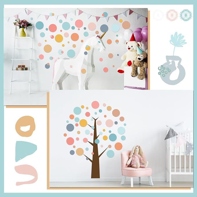 Zonon 264 Pcs Polka Dot Wall Decals Circle Stickers Peel and Stick