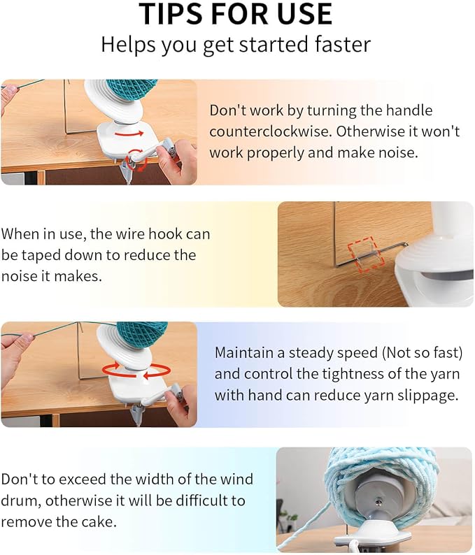SPEENSUN 3.5 OZ Manual Yarn Cake Winder, Low Noise Spinner for Crocheting | ABS Ball Maker with Non-Slip Table Clamp, Easy Install Knitting Tool, Smooth Operation for Yarns Below Size 5
