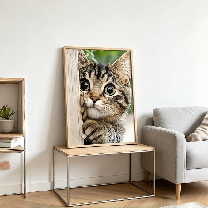 BYGFHLYW Diamond Painting Kits for Adults, Cute Cat Diamond Art Kit 12x16In | 5D Full Round Drill Diamond Dots Kits Gem Arts DIY Crafts for Home Wall Deco Present