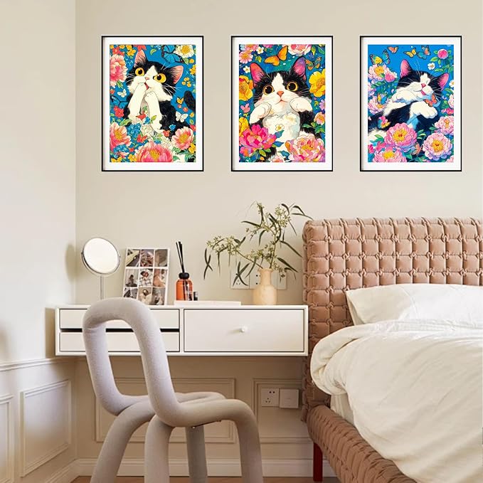 DOZEEZOP 3-Pack Diamond Art Kit for Adults, 5D Diamond Painting 12x16 Inch | Cat pictures, Full Round Drills, Home Wall & Shelf Decor, Beginner-Friendly DIY Craft, Stress Relief, All-Occasion Gift