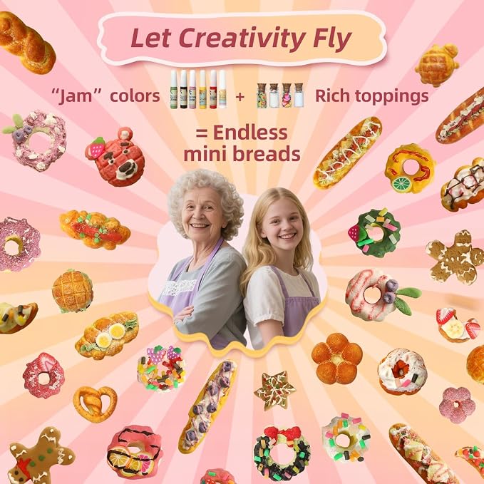 iLAND Craft Sets for Girls Ages 8-12 Creative Clay Bakery Crafting Kit, Fun DIY Arts and Crafts for Kids 8-10, Family Game Night Activities, Cute mini food Tween Girl Toy Birthday Gifts for 9 Year Old
