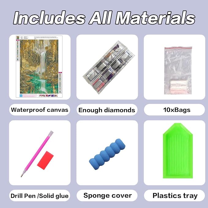 HHMATITS Waterfall Landscape Diamond Art Kits for Adults