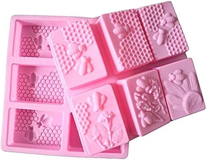 2Pcs Rectangle Bee Silicone Soap Molds for Homemade | Honeycomb Molds,Craft Making,for Chocolate Jelly Candy