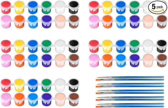 5 Pack Mini Acrylic Paint Set,12 Colors Acrylic Paints Strips for Adults Craft Paint,70 PCS Painting Kit Container Strips Storage, Perfect for Home Birthday Party Favors……