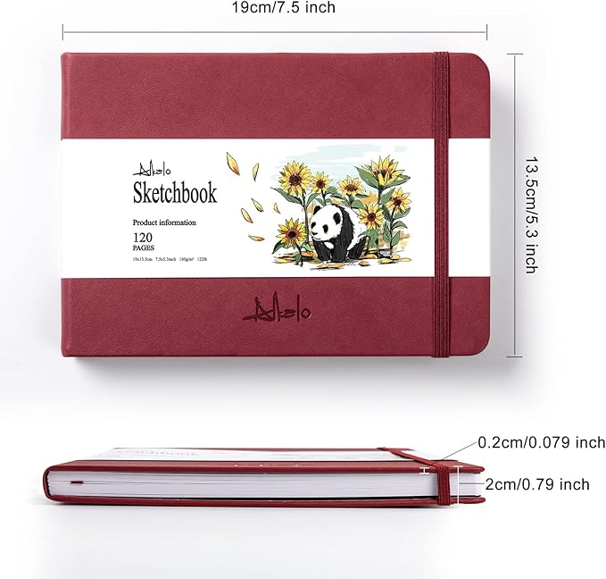 Sketchbook for Drawing, 120 Pages Sketch Book, 122LB/180GSM Thick Paper | Mixed Media Sketchbook for Charcoal Pencil, Inks Pen, Colored Pencil, Acrylic Marker, Oil Pastel