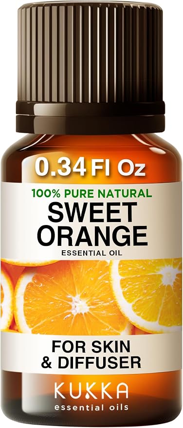 Kukka 100% Pure Orange Essential Oil for Skin, Diffuser, 1.02 Fl Oz | Undiluted Sweet Orange Oil for Uplifting Diffuser Blends, Natural Cleaning Spray, Hair & Skin Care & DIY Soap Making
