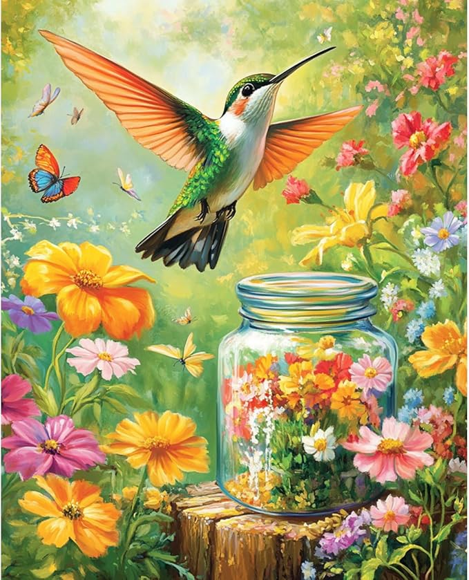 Banket Paint by Numbers Kit for Adults Beginner Hummingbird DIY Painting Kits for Adults Flowers Easy Adult Paint by Number Kits on Canvas Color by Numbers for Gifts Home Wall Decor 16x20 Inch