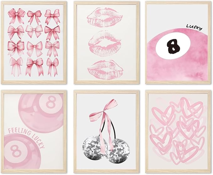 Diamond Art Kits for Adults,6 Pack Pink Bow Diamond Painting Kits 10 x 12in